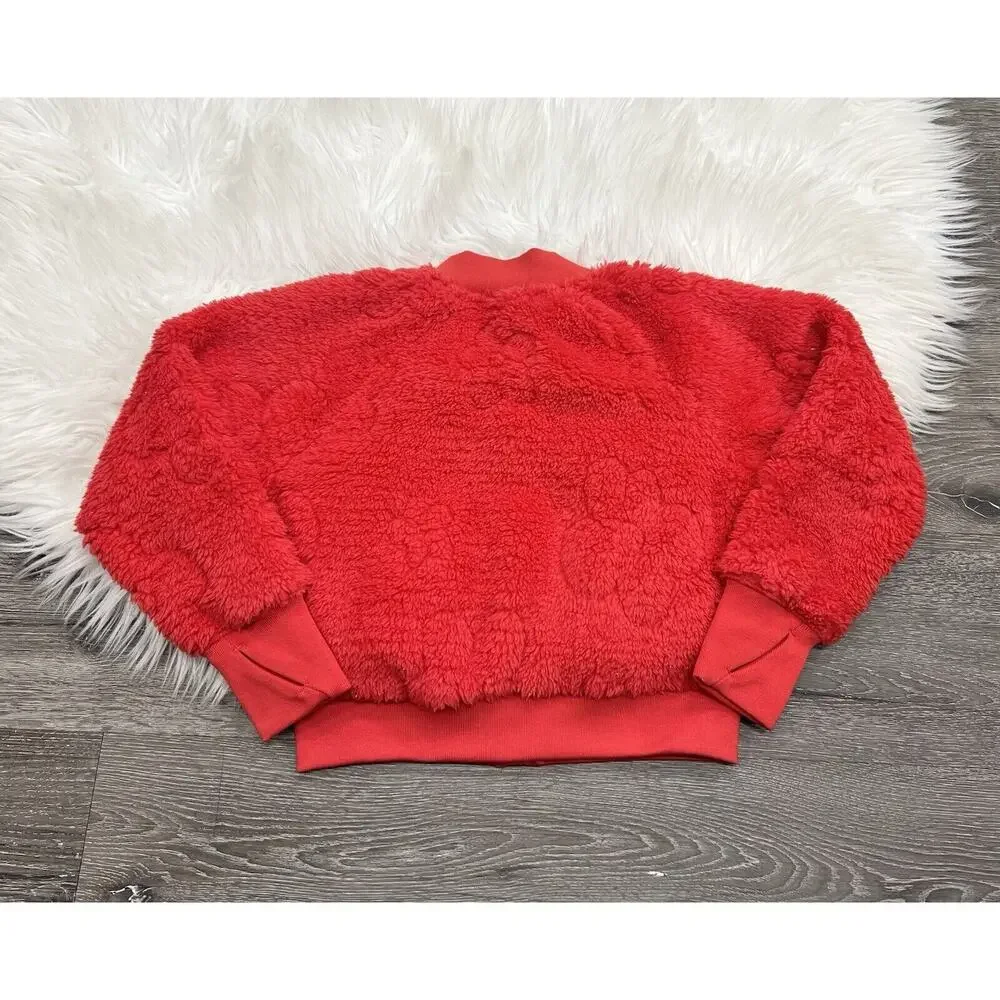 All in Motion Girls' XS (4/5) Fleece Sparkly Quilted Full Zip Soft‎ Red Jacket